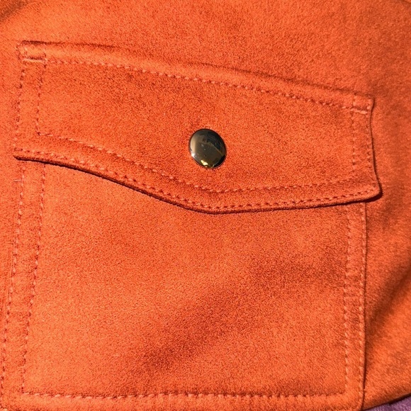 LOFT faux suede flap pockets mini skirt Sz 10 lined side zipper - Picture 6 of 8